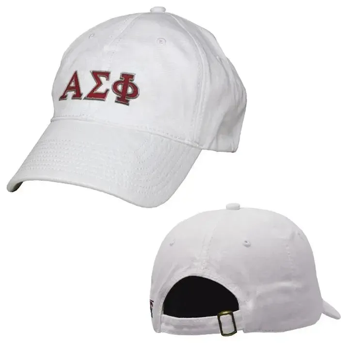 Alpha Sigma Phi White Greek Letter Adjustable Hat