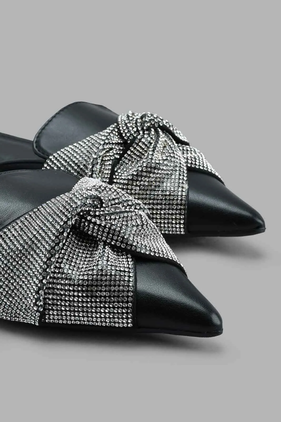 Black Knot Diamante Mule