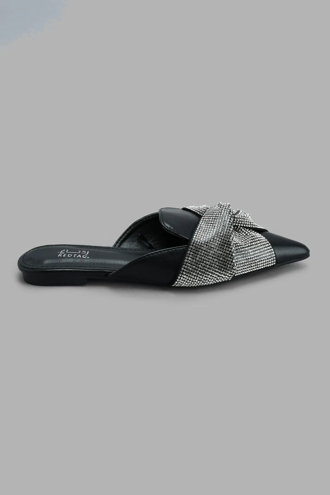 Black Knot Diamante Mule