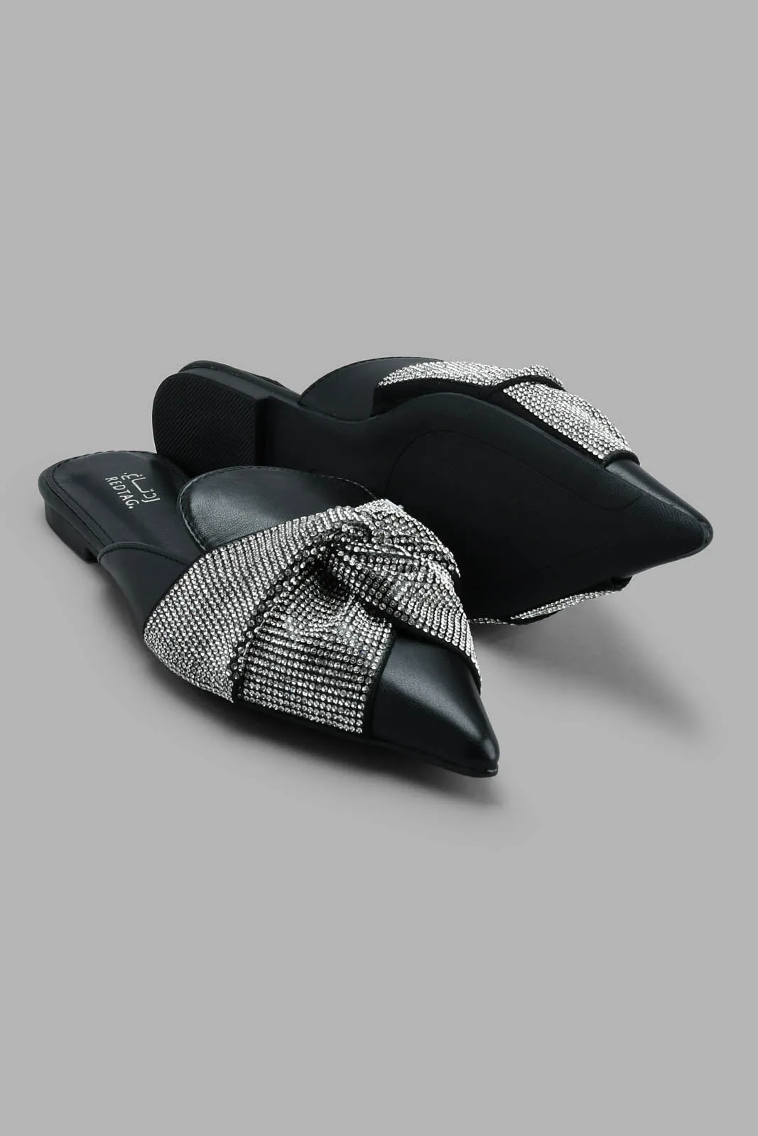 Black Knot Diamante Mule