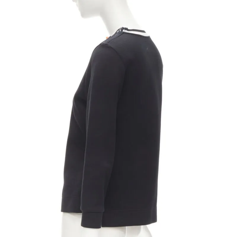 FENDI Flowerland leather spike stud mesh crew neck pullover sweater S