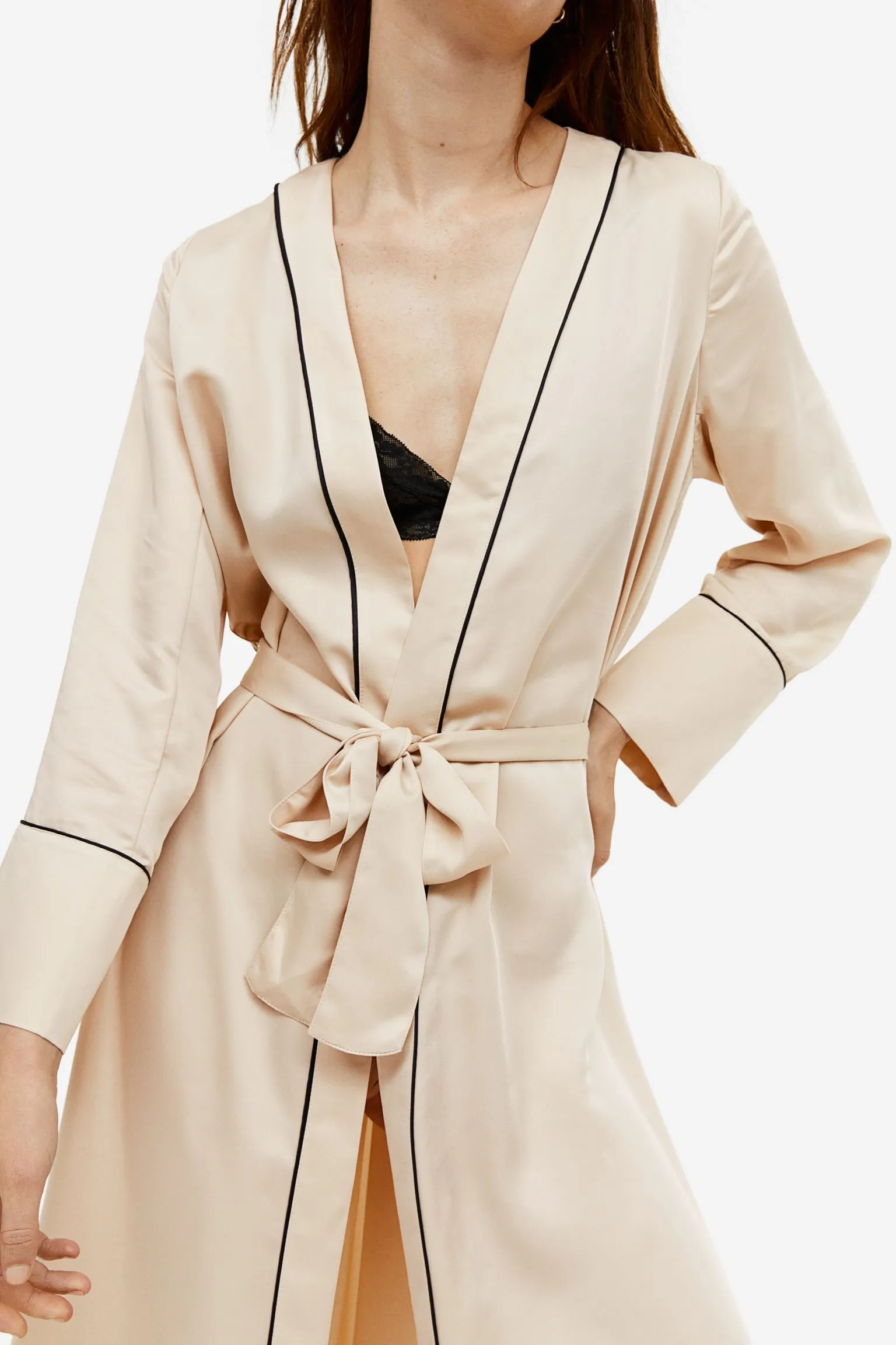H&M Home Satin robe, light beige