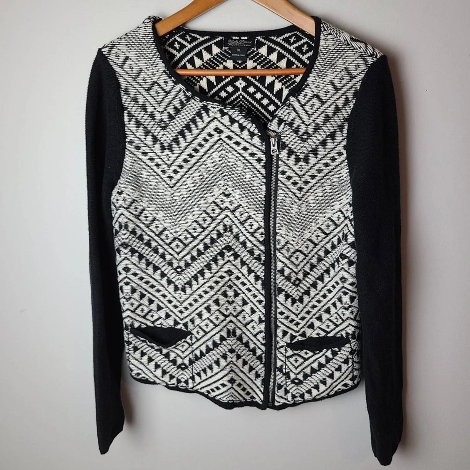 Lucky Brand Aztec Sweater Moto Jacket