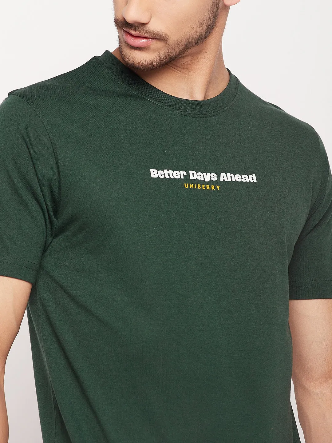 Men Quote Printed Crew Neck T-Shirt