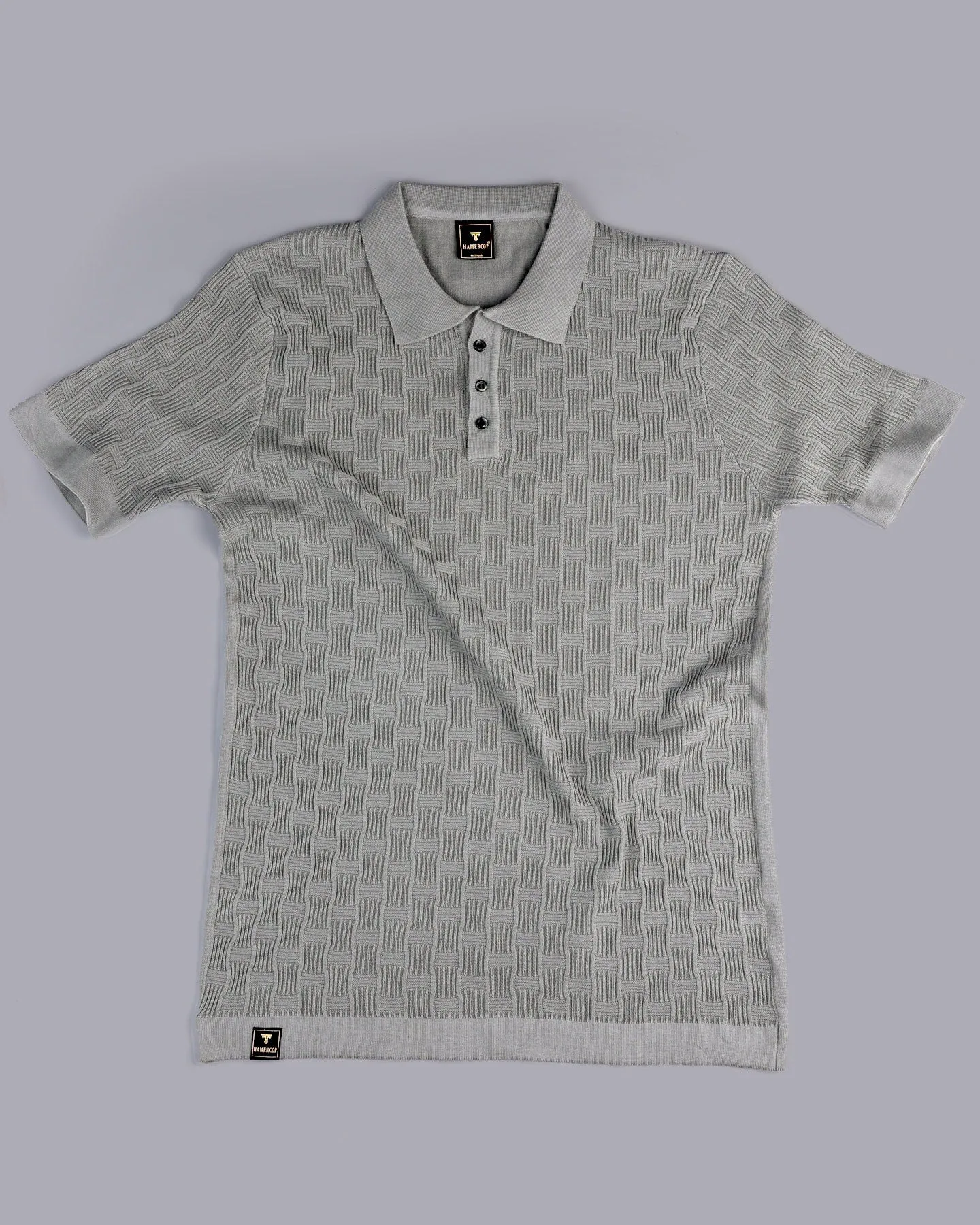 Resco Gray Knitted Cotton Polo T-Shirt