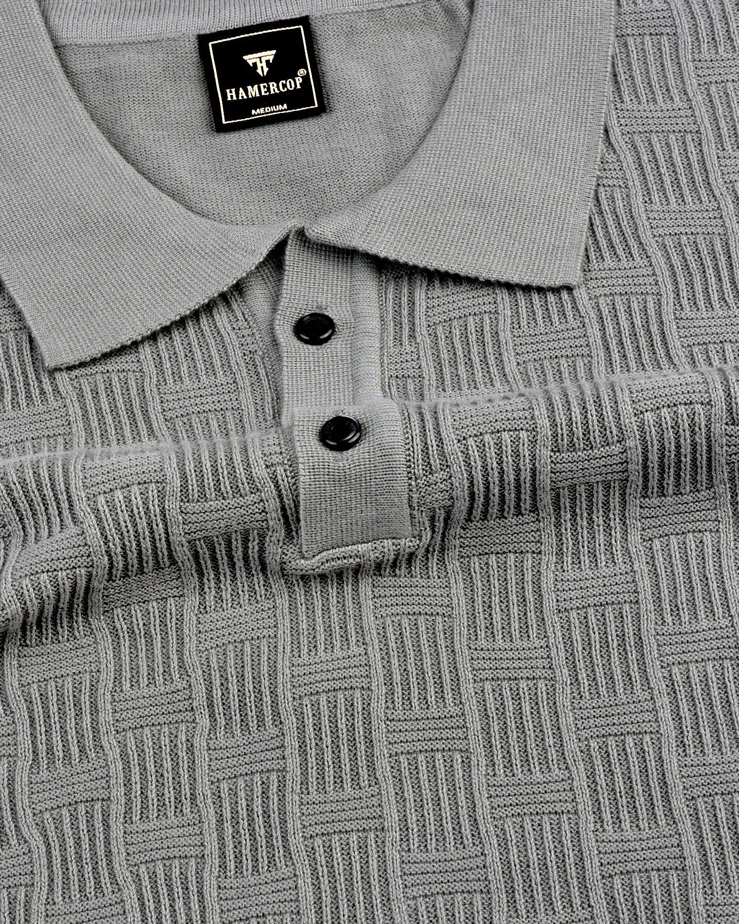 Resco Gray Knitted Cotton Polo T-Shirt