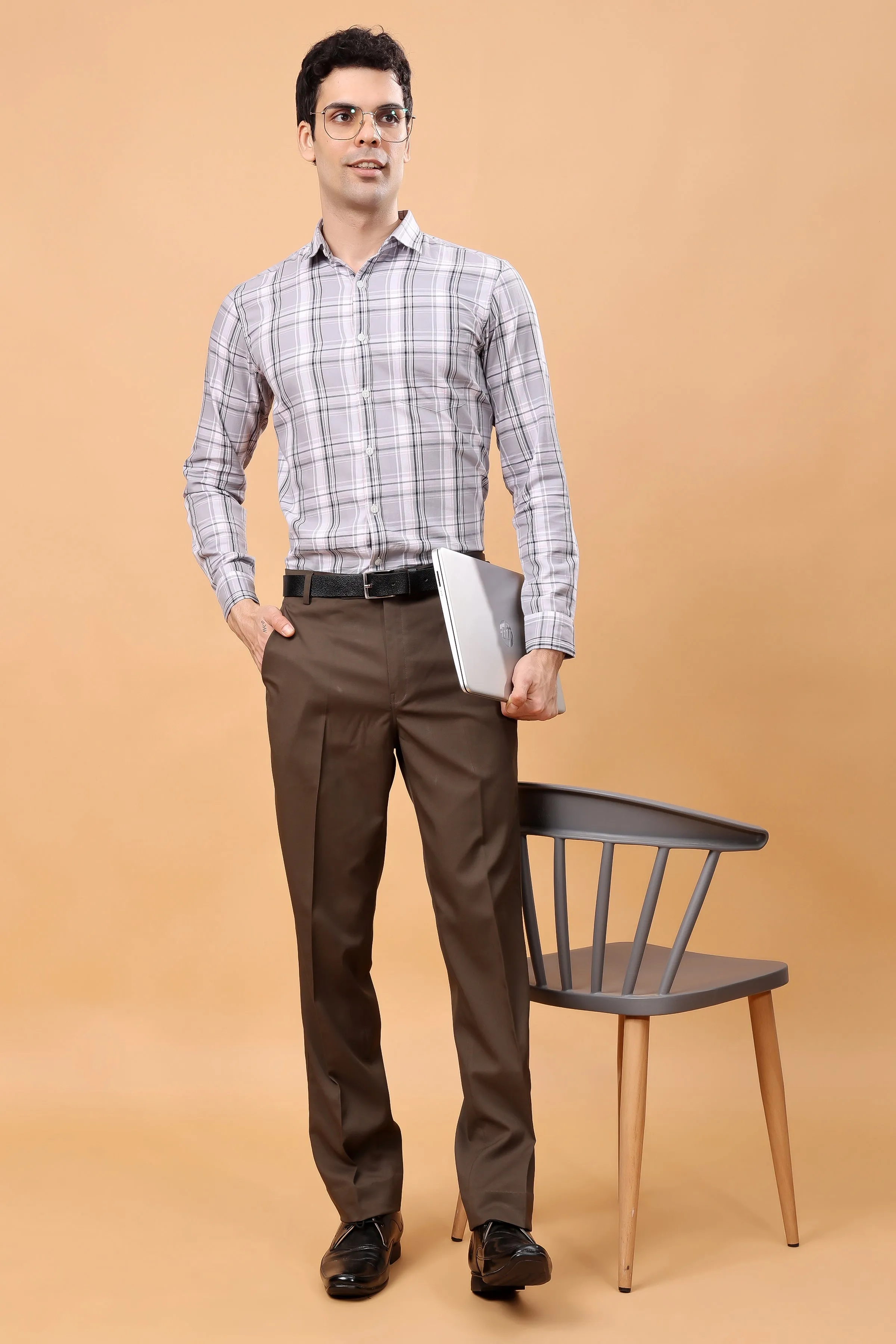 Rustic Brown Solid Formal Trousers
