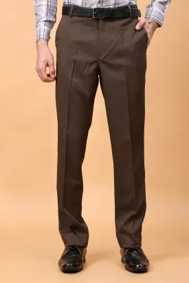 Rustic Brown Solid Formal Trousers