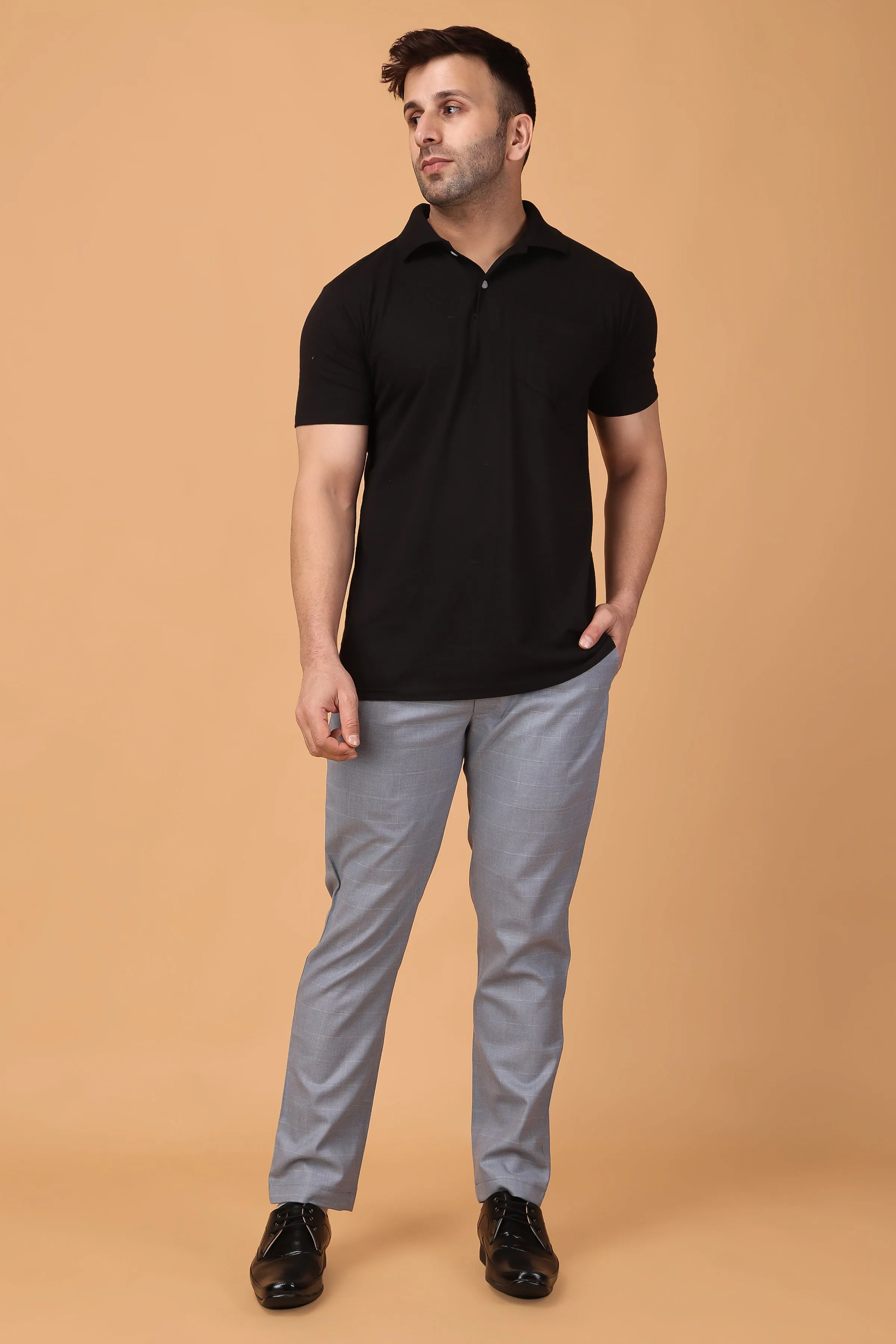Silver Grey Checked Comfort Fit Trousers