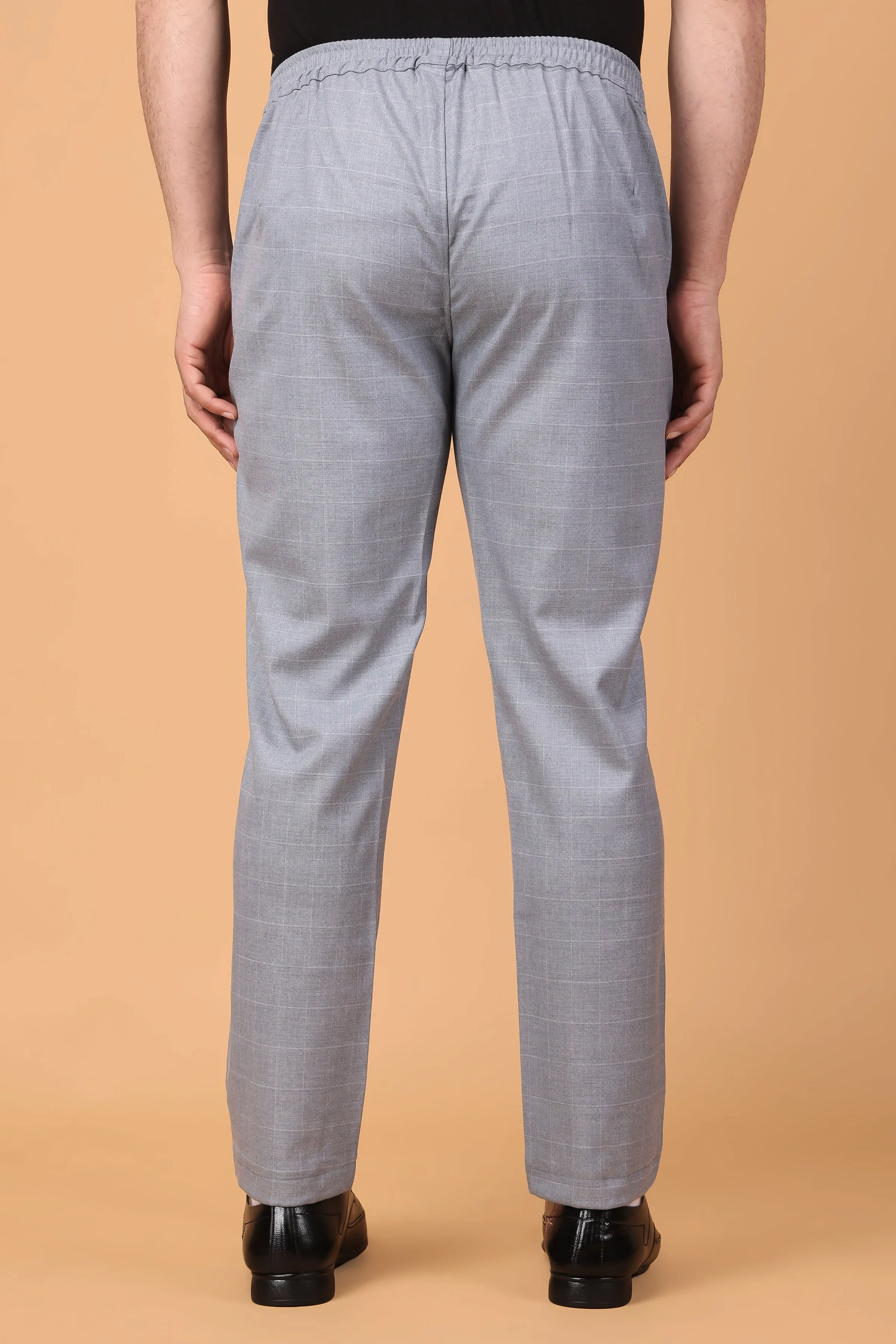Silver Grey Checked Comfort Fit Trousers