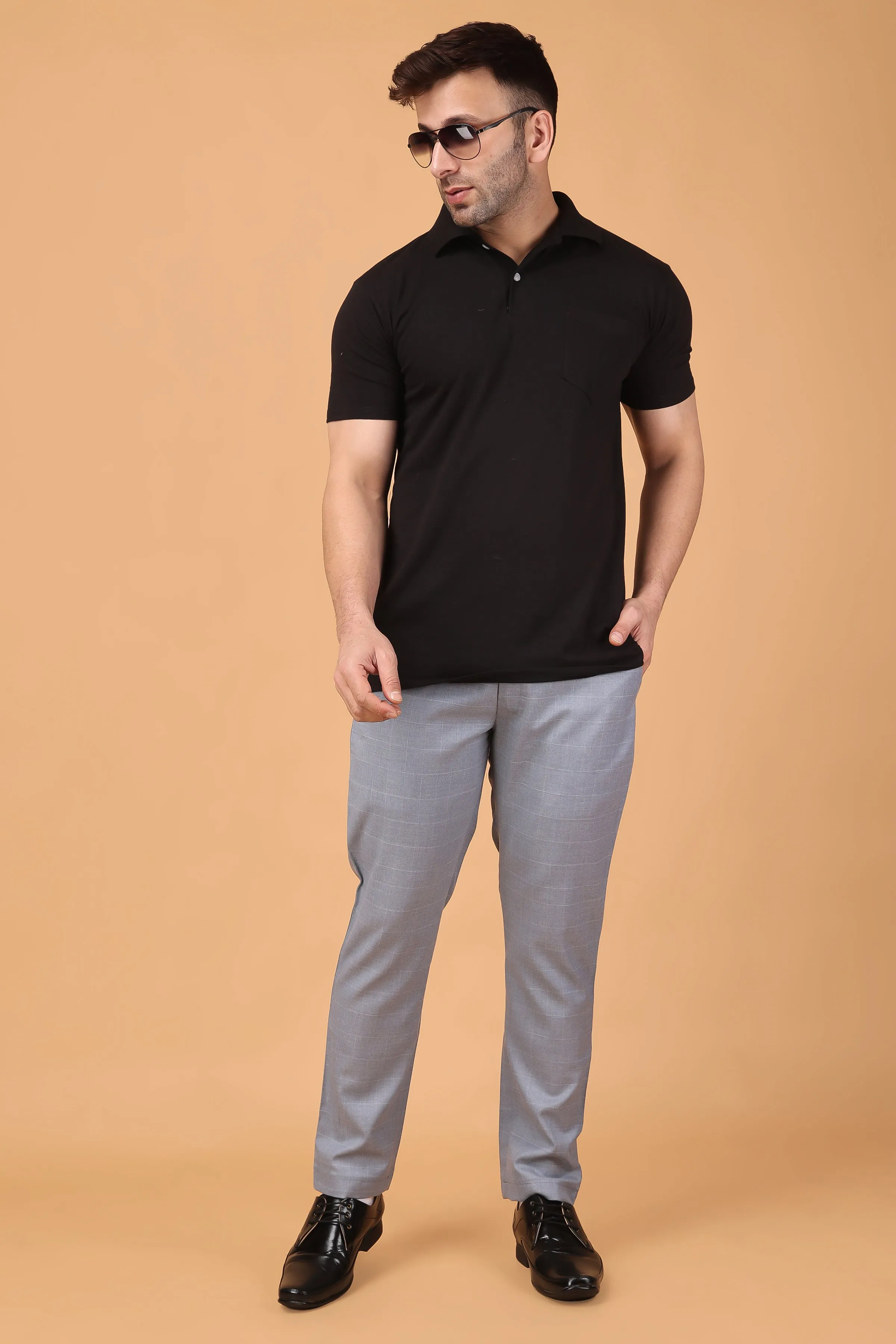 Silver Grey Checked Comfort Fit Trousers