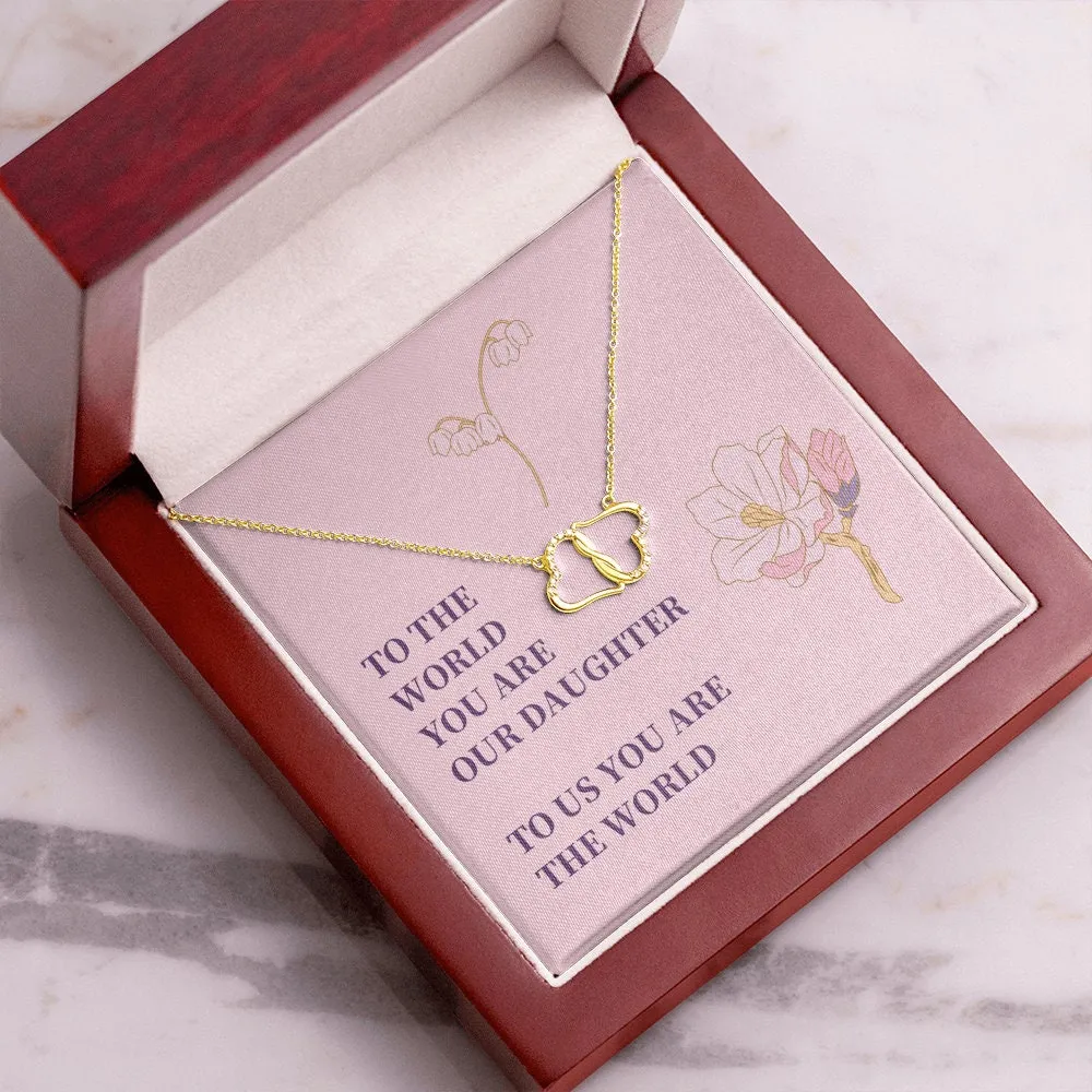 Solid Gold Pave Diamonds Everlasting Love Necklace Daughter World