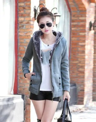 Sweatshirt women new Korean version of the thick M-3XL plus size yellow gray green long-sleeve Slim hoodies JD406