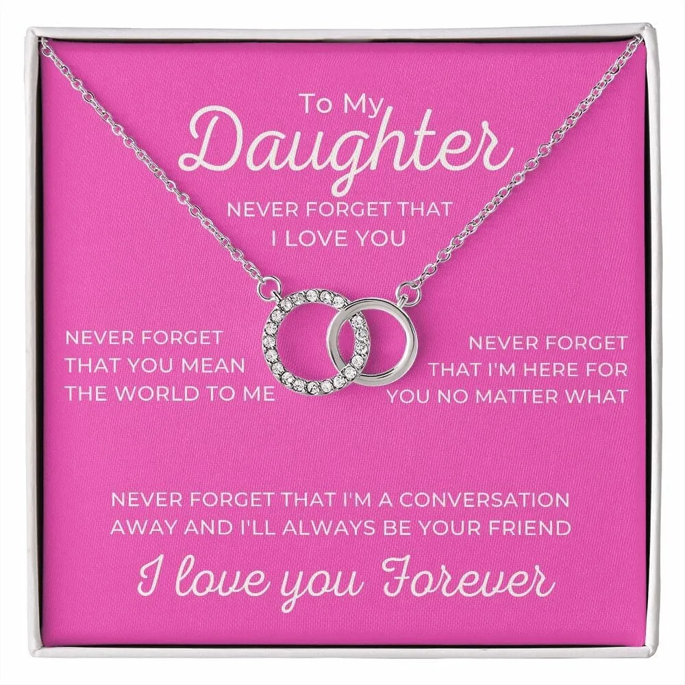 To My Daughter I Love You Forever Perfect Pair Necklace, Double White Gold Interlocking Circles Minimalist Gift