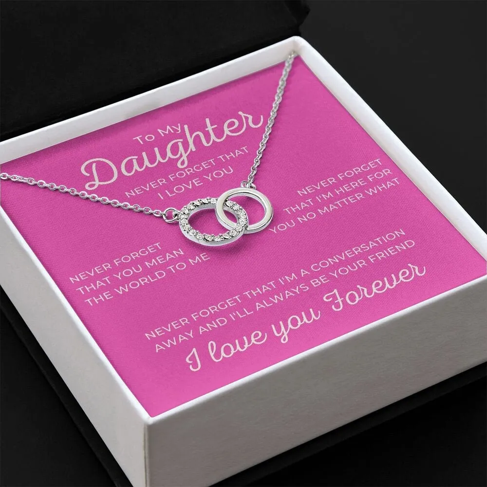 To My Daughter I Love You Forever Perfect Pair Necklace, Double White Gold Interlocking Circles Minimalist Gift