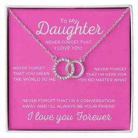 To My Daughter I Love You Forever Perfect Pair Necklace, Double White Gold Interlocking Circles Minimalist Gift