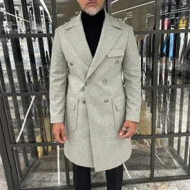 Wiaofellas  -  Vintage Lapel Double-breasted Woolen Coats Men Fall Winter Casual Solid Color Trench Overcoats Mens Trendy Pockets Windbreaker
