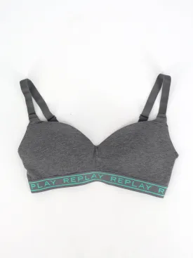 Women's Brand Logo Printed Bra,Grey