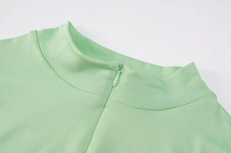 Zippered Crew Neck Long Sleeved Bodysuit - 5 Colors